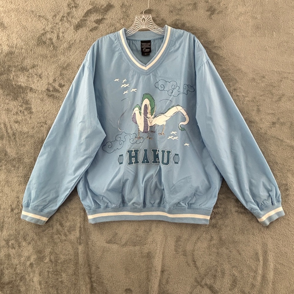 Spirited Away Haku Dragon Windbreaker Pullover Adult M Blue Studio‎ Ghibli Flaws
